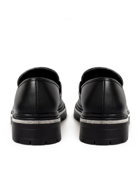 Mocasín Negro Tira Brillos 37001